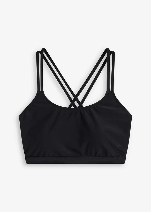 Bustier-Bikinioberteil mit gekreuzten Trägern in schwarz von vorne - bonprix