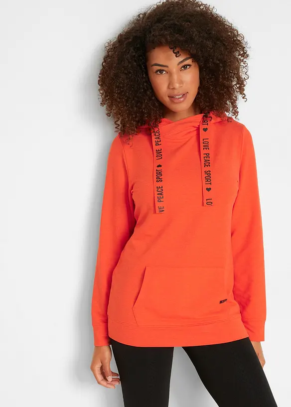Hoodie aus leichtem Viskose-Mix in orange von vorne (im Anschnitt) - bonprix