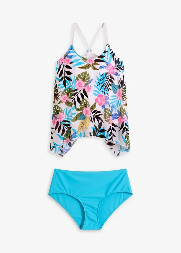 Tankini mit bedruckter Netzware  (2-tlg.Set) in weiß von vorne - bonprix