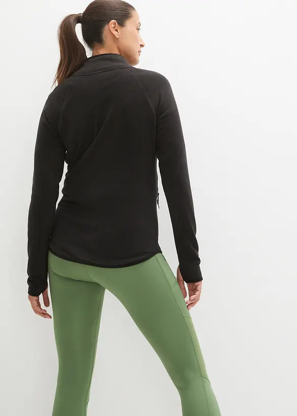 Fleecejacke mit Reißverschluss-Taschen in schwarz von hinten (im Anschnitt) - bonprix
