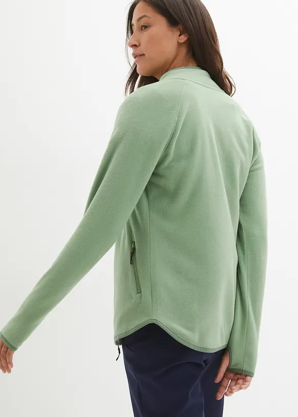 Fleecejacke mit Reißverschluss-Taschen in grün von hinten (im Anschnitt) - bonprix
