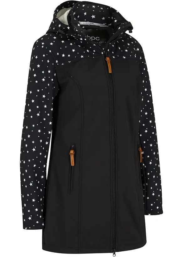 Funktions-Softshell-Parka mit Kuschelfleece in schwarz von vorne - bonprix