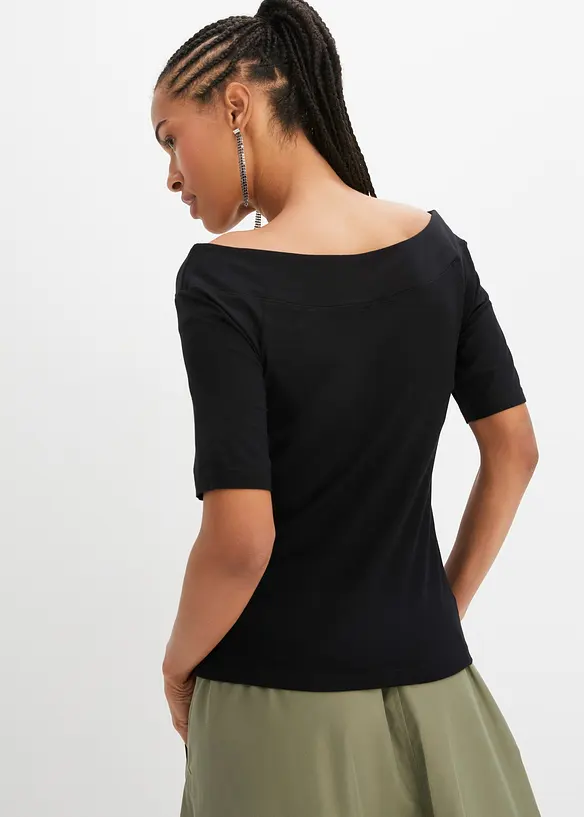 Carmenshirt in Viskose-Mix in schwarz von hinten (im Anschnitt) - bonprix Carmenshirt in Viskose-Mix in schwarz von hinten (im Anschnitt) - bonprix