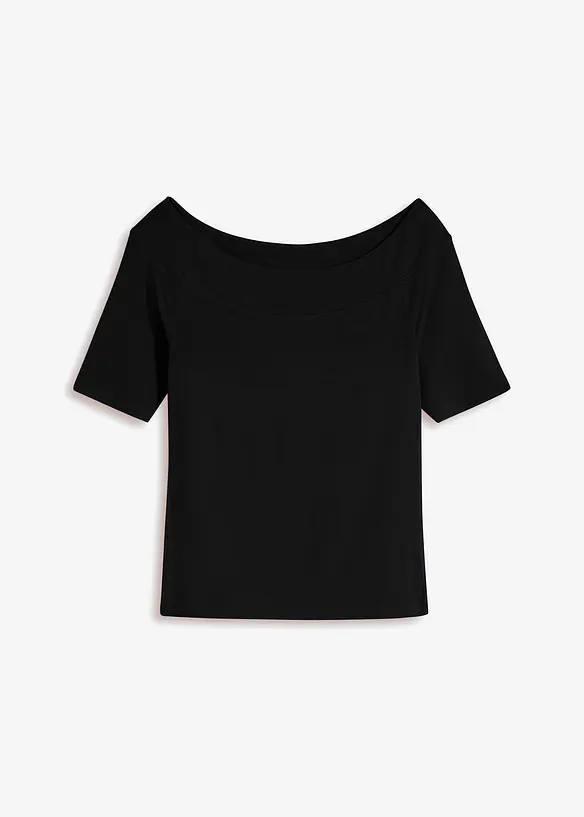Carmenshirt in Viskose-Mix in schwarz von vorne - bonprix Carmenshirt in Viskose-Mix in schwarz von vorne - bonprix