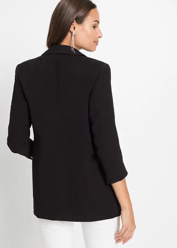 Longblazer aus Viskose-Mix in schwarz von hinten (im Anschnitt) - bonprix