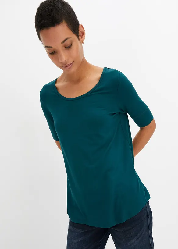 Shirt aus softem Viskose-Mix in grün von vorne (im Anschnitt) - bonprix Shirt aus softem Viskose-Mix in grün von vorne (im Anschnitt) - bonprix