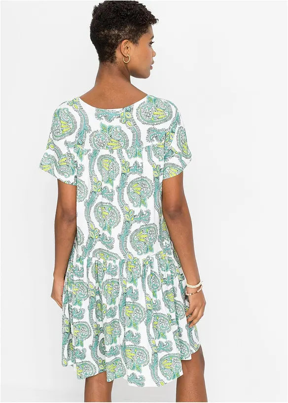 Shirtkleid aus elastischem Viskose-Mix in weiß von hinten (Totalaufnahme) - bonprix