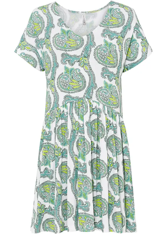 Shirtkleid aus elastischem Viskose-Mix in weiß von vorne - bonprix