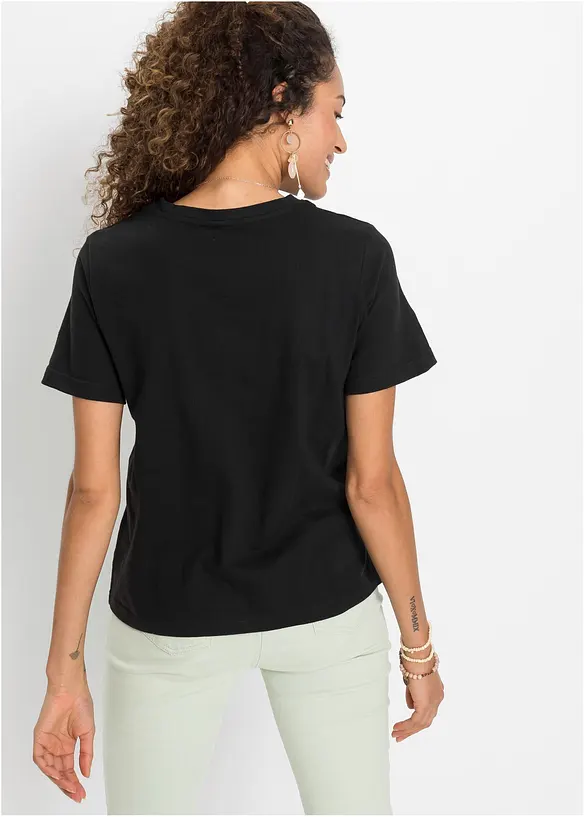 T-Shirt aus reiner Baumwolle in schwarz von hinten (im Anschnitt) - bonprix