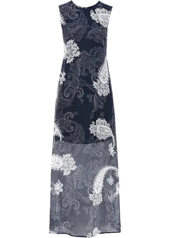 Langes Chiffonkleid in blau von vorne - bonprix Langes Chiffonkleid in blau von vorne - bonprix