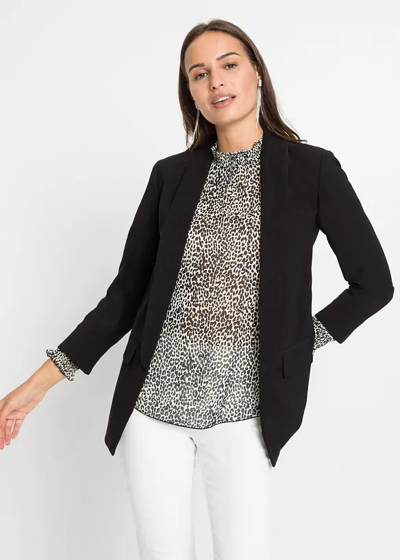 Longblazer aus Viskose-Mix in schwarz von vorne (im Anschnitt) - bonprix