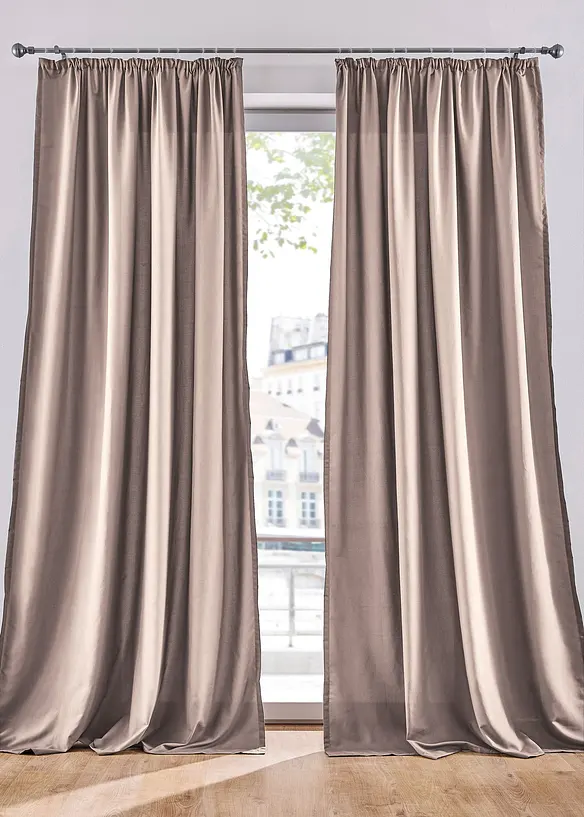 Pflegeleichte Vorhänge mit recyceltem Polyester (2er Pack) in beige - bonprix