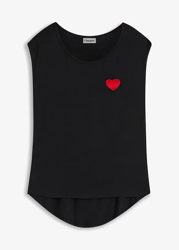 Vokuhila-Shirt aus fließendem Viskosemix in schwarz von vorne - bonprix Vokuhila-Shirt aus fließendem Viskosemix in schwarz von vorne - bonprix