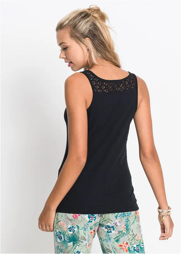 Tanktop aus Baumwolle in schwarz von hinten (im Anschnitt) - bonprix Tanktop aus Baumwolle in schwarz von hinten (im Anschnitt) - bonprix