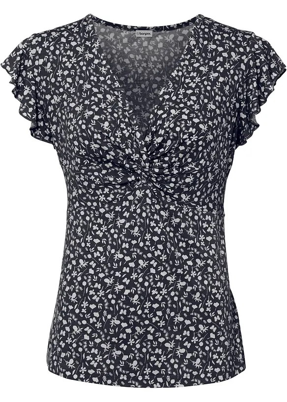 Shirt aus Viskose-Mix in schwarz von vorne - bonprix Shirt aus Viskose-Mix in schwarz von vorne - bonprix