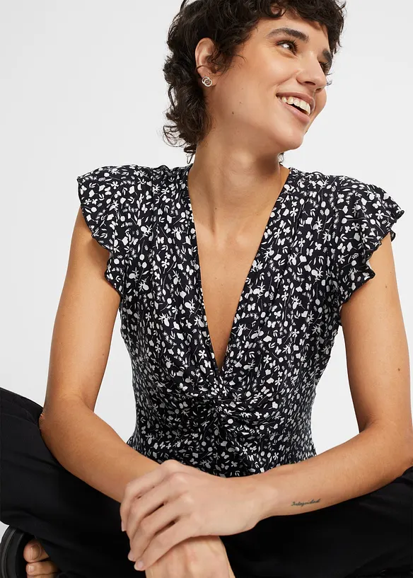 Shirt aus Viskose-Mix in schwarz von vorne (im Anschnitt) - bonprix Shirt aus Viskose-Mix in schwarz von vorne (im Anschnitt) - bonprix