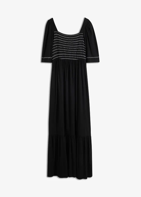 Maxikleid aus fließendem Viskose-Mix in schwarz von vorne - bonprix