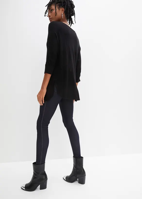 Feinstrickpullover mit 3/4 Arm in schwarz von hinten (im Anschnitt) - bonprix