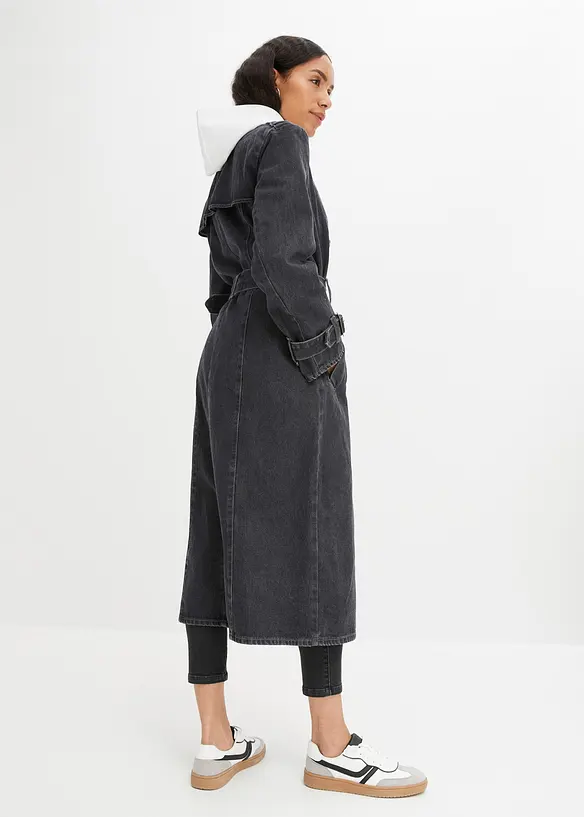 Denim Trenchcoat in grau von hinten (Totalaufnahme) - bonprix