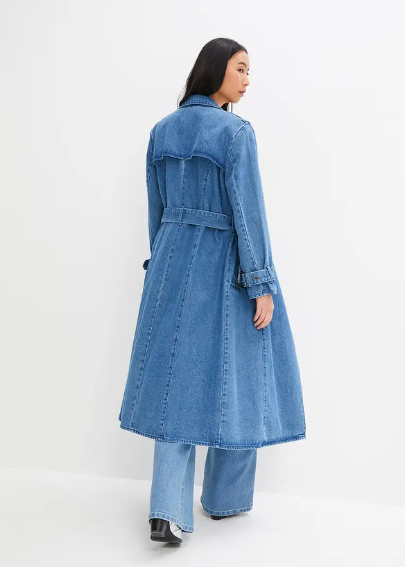 Denim Trenchcoat in blau von hinten (Totalaufnahme) - bonprix