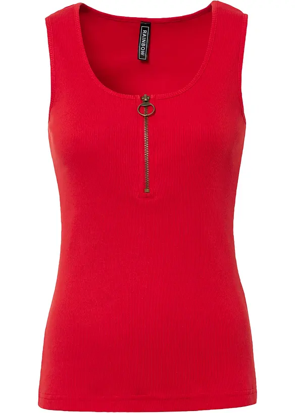 Ripp-Top aus reiner Bio-Baumwolle in rot von vorne - bonprix Ripp-Top aus reiner Bio-Baumwolle in rot von vorne - bonprix