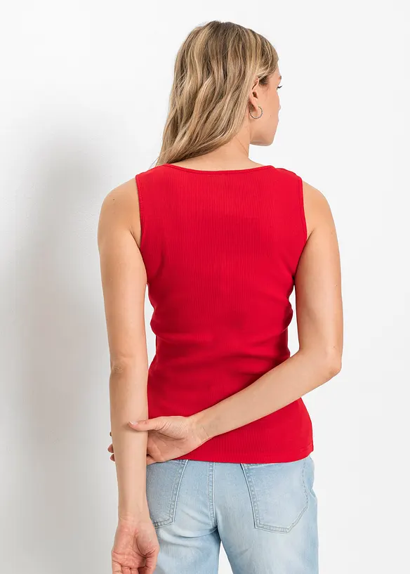 Ripp-Top aus reiner Bio-Baumwolle in rot von hinten (im Anschnitt) - bonprix Ripp-Top aus reiner Bio-Baumwolle in rot von hinten (im Anschnitt) - bonprix