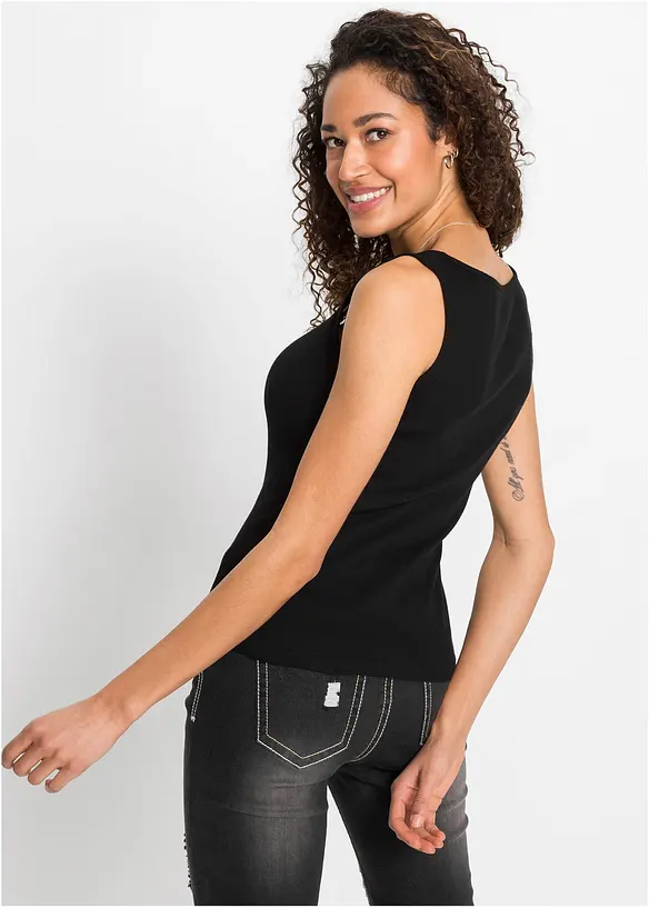 Ripp-Top aus reiner Bio-Baumwolle in schwarz von hinten (im Anschnitt) - bonprix Ripp-Top aus reiner Bio-Baumwolle in schwarz von hinten (im Anschnitt) - bonprix