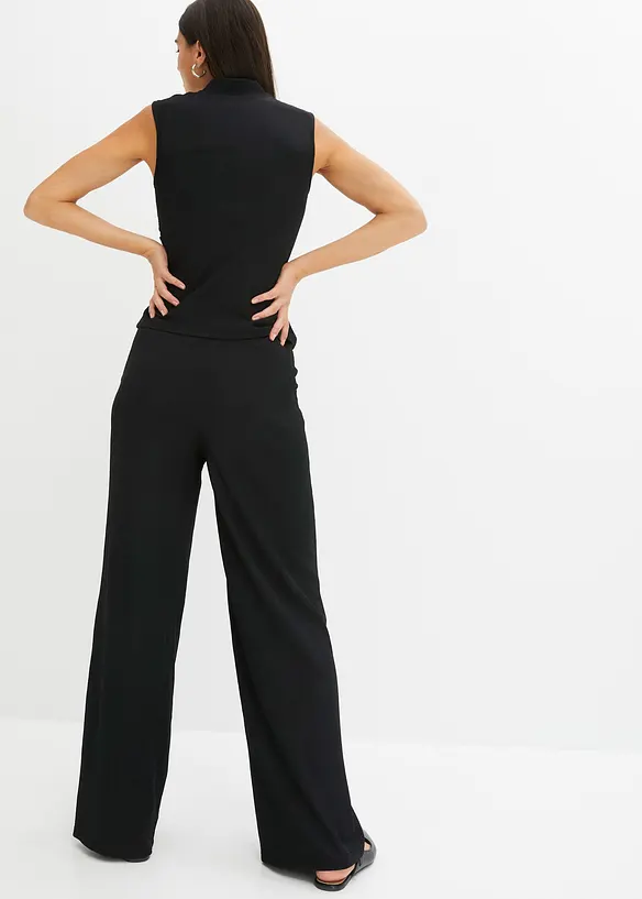 Shirt und Hose (2tlg.Set) aus strukturiertem Crêpe in schwarz von hinten (Totalaufnahme) - bonprix Shirt und Hose (2tlg.Set) aus strukturiertem Crêpe in schwarz von hinten (Totalaufnahme) - bonprix