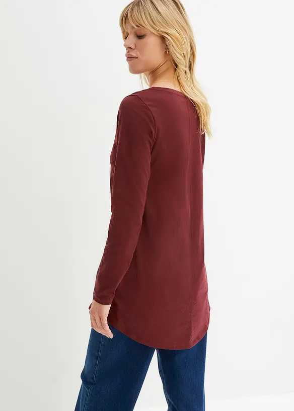 Langarmshirt aus leichtem Slub-Jersey-Material in rot von hinten (im Anschnitt) - bonprix Langarmshirt aus leichtem Slub-Jersey-Material in rot von hinten (im Anschnitt) - bonprix