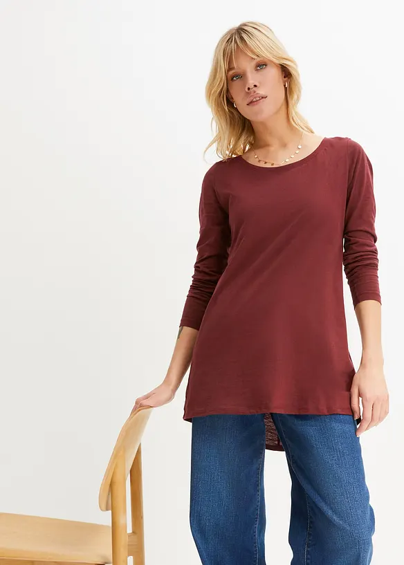 Langarmshirt aus leichtem Slub-Jersey-Material in rot von vorne (im Anschnitt) - bonprix Langarmshirt aus leichtem Slub-Jersey-Material in rot von vorne (im Anschnitt) - bonprix