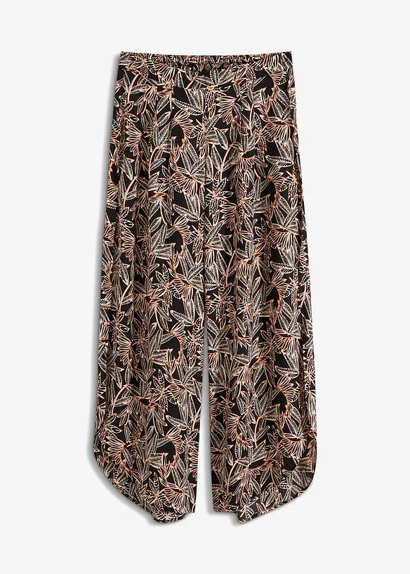 Palazzo-Hose mit Schlitz in schwarz von vorne - bonprix