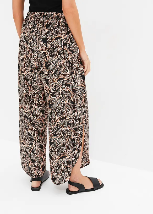 Palazzo-Hose mit Schlitz in schwarz von hinten - bonprix
