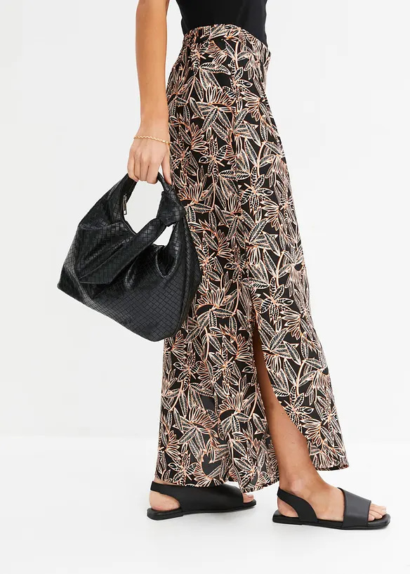 Palazzo-Hose mit Schlitz in schwarz von vorne - bonprix