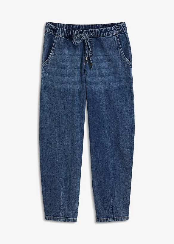Barrel-Jeans, Mid Waist, Bequembund in blau von vorne - bonprix