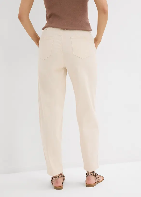 Barrel-Jeans, Mid Waist, Bequembund in beige von hinten - bonprix
