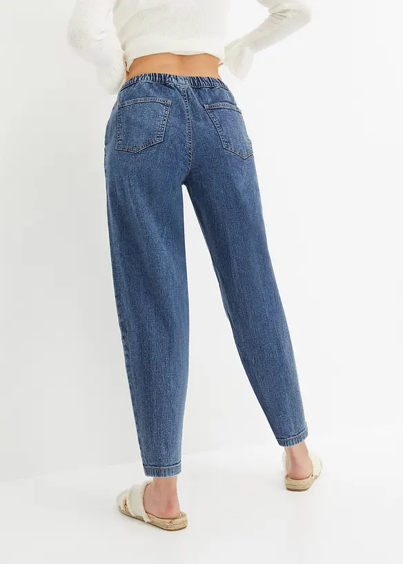 Barrel-Jeans, Mid Waist, Bequembund in blau von hinten - bonprix