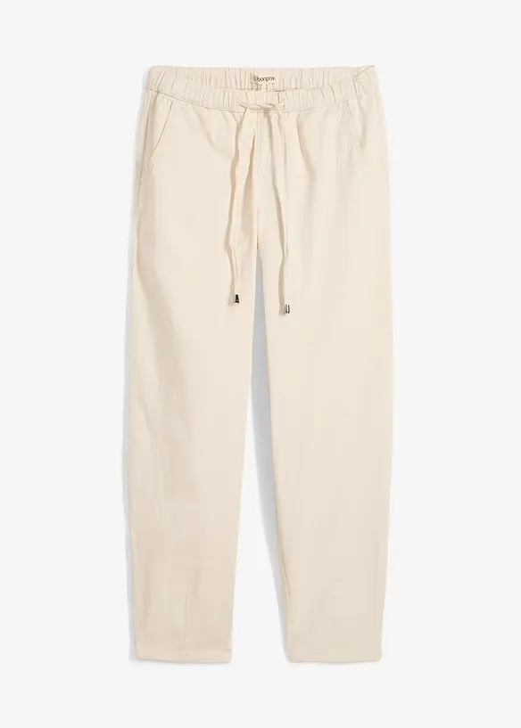 Barrel-Jeans, Mid Waist, Bequembund in beige von vorne - bonprix