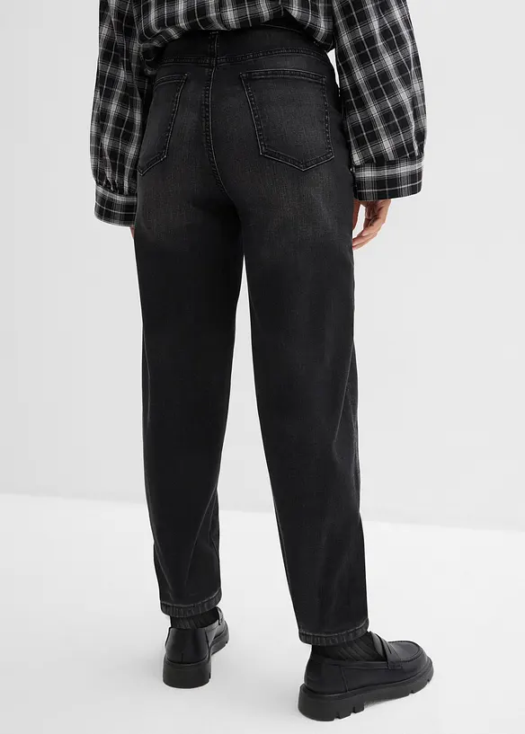 Barrel-Jeans, High Waist, Bio-Baumwolle in schwarz von hinten - bonprix