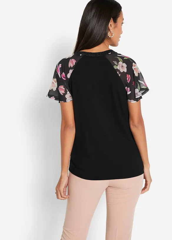 Shirt mit Chiffonärmeln in schwarz von hinten (im Anschnitt) - bonprix Shirt mit Chiffonärmeln in schwarz von hinten (im Anschnitt) - bonprix