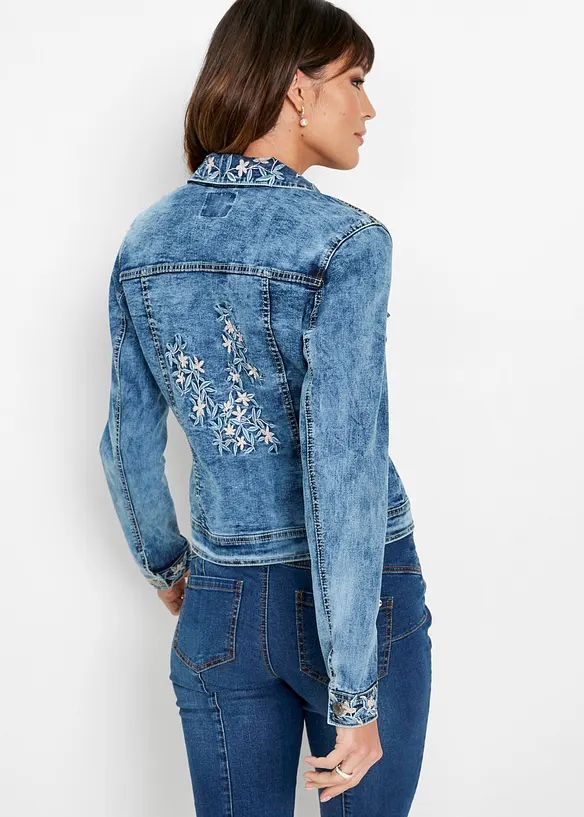 Jeansjacke mit Stickerei in blau von hinten (im Anschnitt) - bonprix