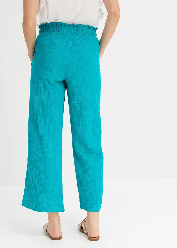 Musselin-Culotte aus reiner Baumwolle in grün von hinten - bonprix