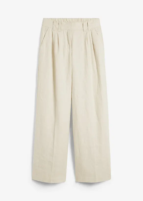 Leinenhose in beige von vorne - bonprix