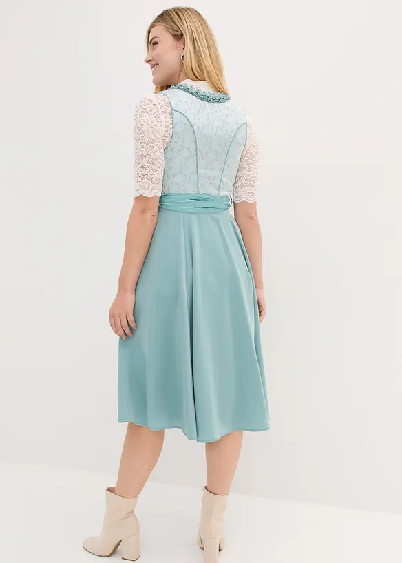 Dirndl mit Pailletten Schürze (2-tlg.Set) in blau von hinten (Totalaufnahme) - bonprix