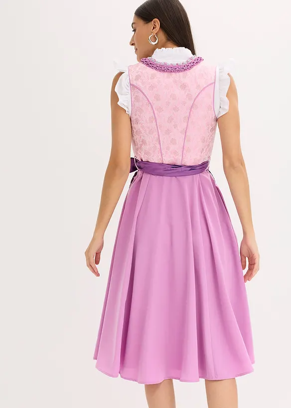 Dirndl mit Pailletten Schürze (2-tlg.Set) in lila von hinten (Totalaufnahme) - bonprix