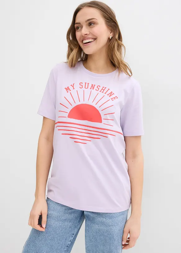 2-in-1 Umstands- und Stillshirt aus Bio-Baumwolle in lila von vorne (im Anschnitt) - bonprix 2-in-1 Umstands- und Stillshirt aus Bio-Baumwolle in lila von vorne (im Anschnitt) - bonprix