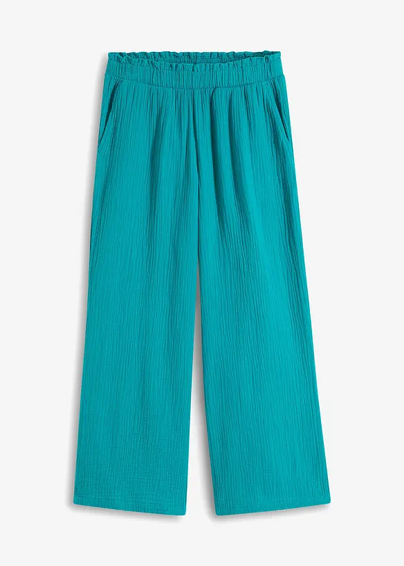 Musselin-Culotte aus reiner Baumwolle in grün von vorne - bonprix