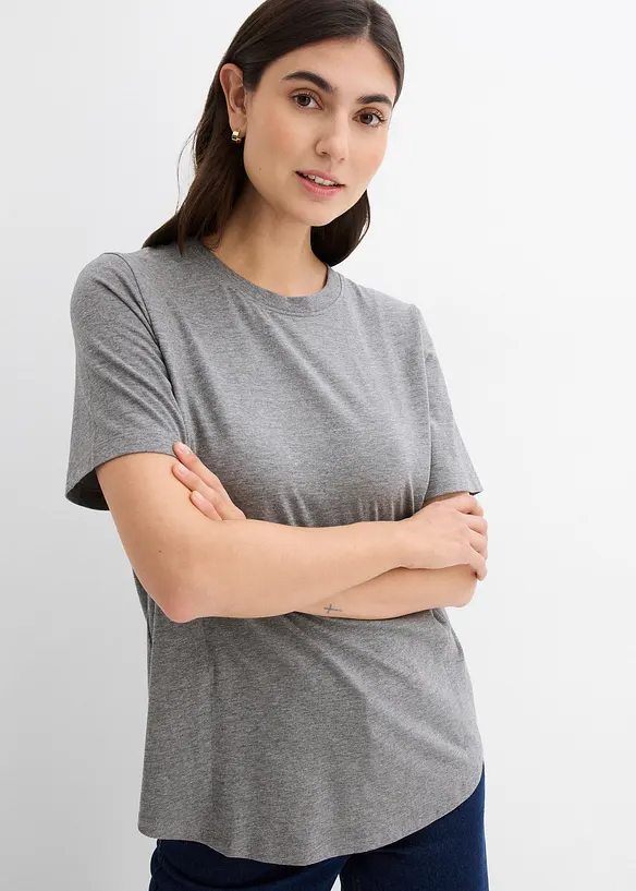 Umstandsshirt mit diskreter Stillfunktion mit Bio-Baumwolle in grau von vorne (im Anschnitt) - bonprix