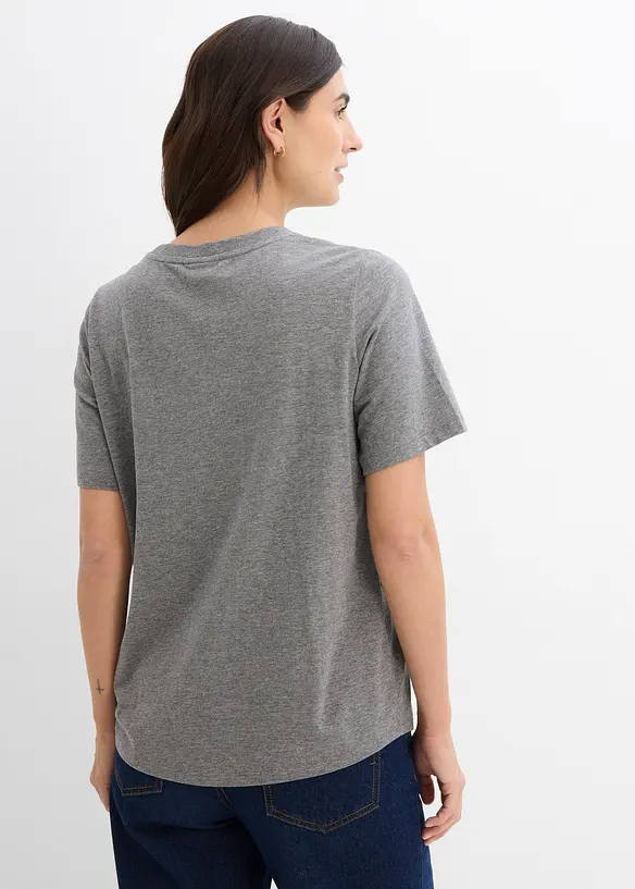 Umstandsshirt mit diskreter Stillfunktion mit Bio-Baumwolle in grau von hinten (im Anschnitt) - bonprix