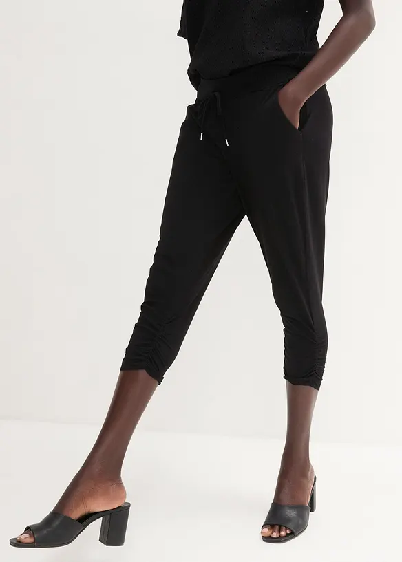 Jersey-Hose aus Baumwoll-Mix in schwarz von vorne - bonprix