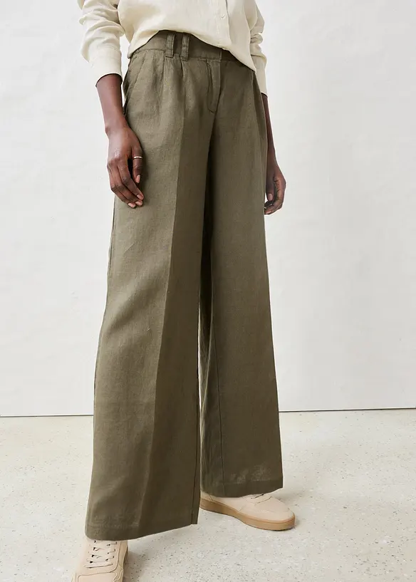 Leinenhose in grün von vorne - bonprix